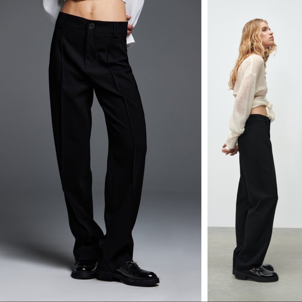 NWOT Zara Full Length Francoise Pants in Black size S